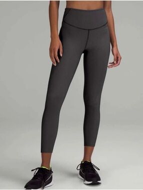 Lululemon Base Pace High-Rise Tight 25" Two-Tone Ribbed Gray Black Sz 6